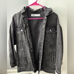 ZARA denim jacket XS black EUC. Worn 2 times